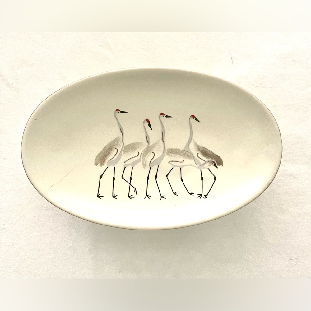 Vintage 1960s Japan Otagiri Crane Design Jewelry Dish by Artist Wendy Morgan